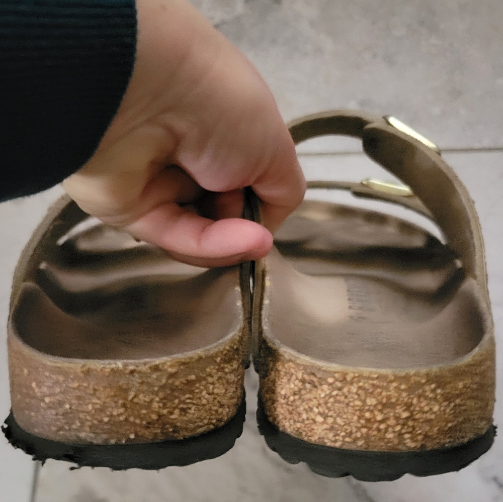 Birkenstock Arizona Metallic Stone Bronze Copper Sz 41 - Picture 10 of 11
